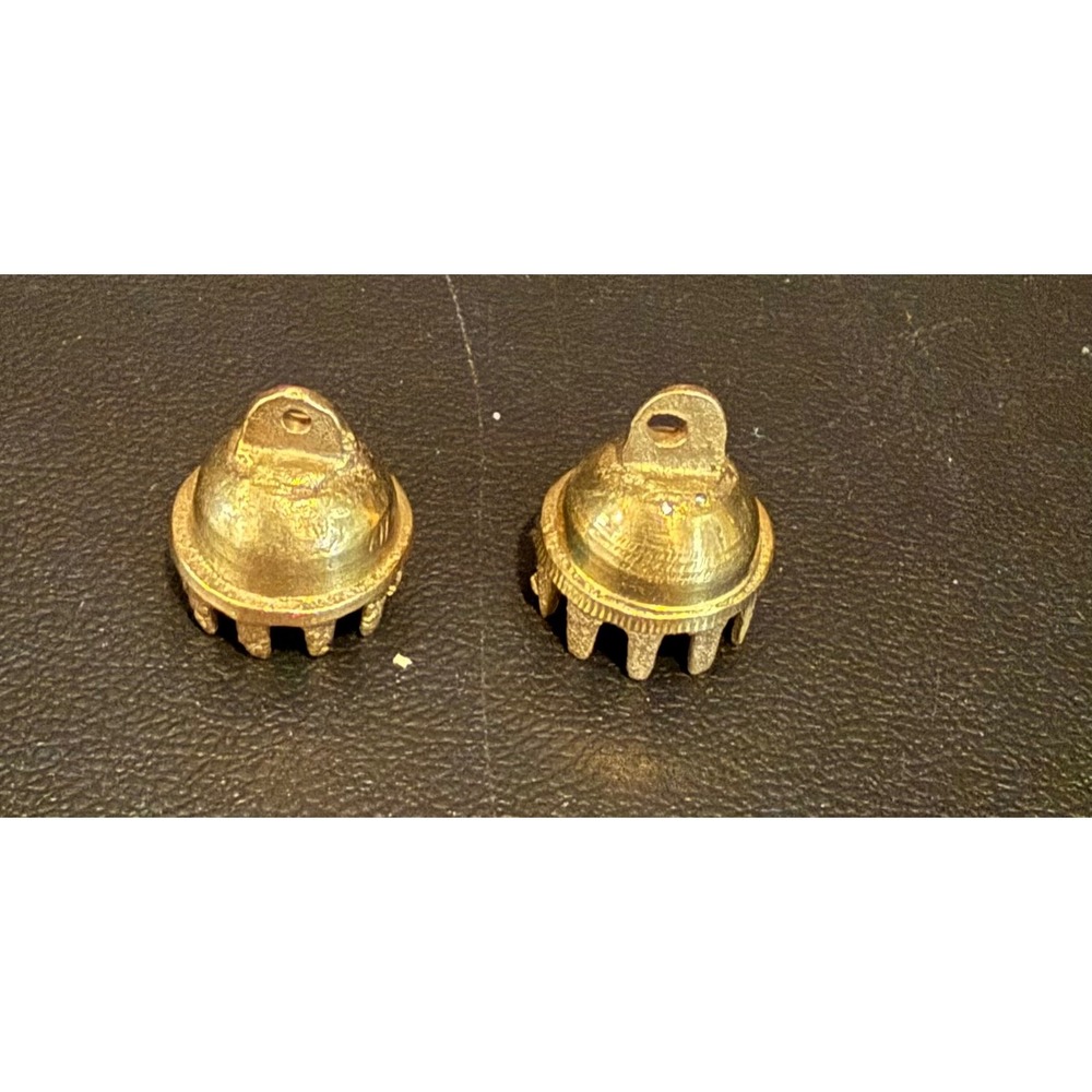 Miniature Brass Claw Bells Gold Vintage Tribal Jewelry Charms 2pc